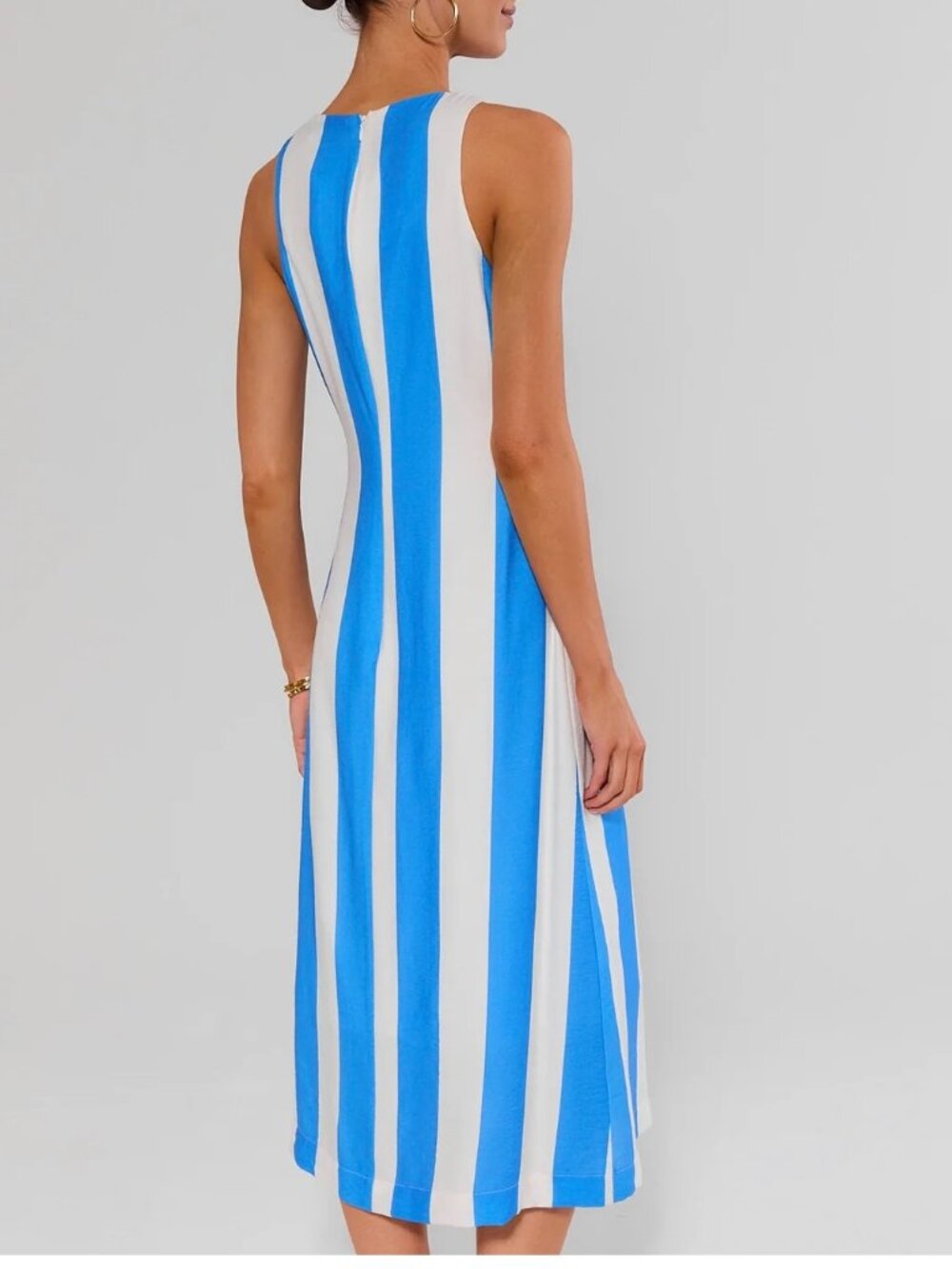 New Avara boutique Blue & White Striped Midi Dress Size XS NWT - Picture 2 of 3